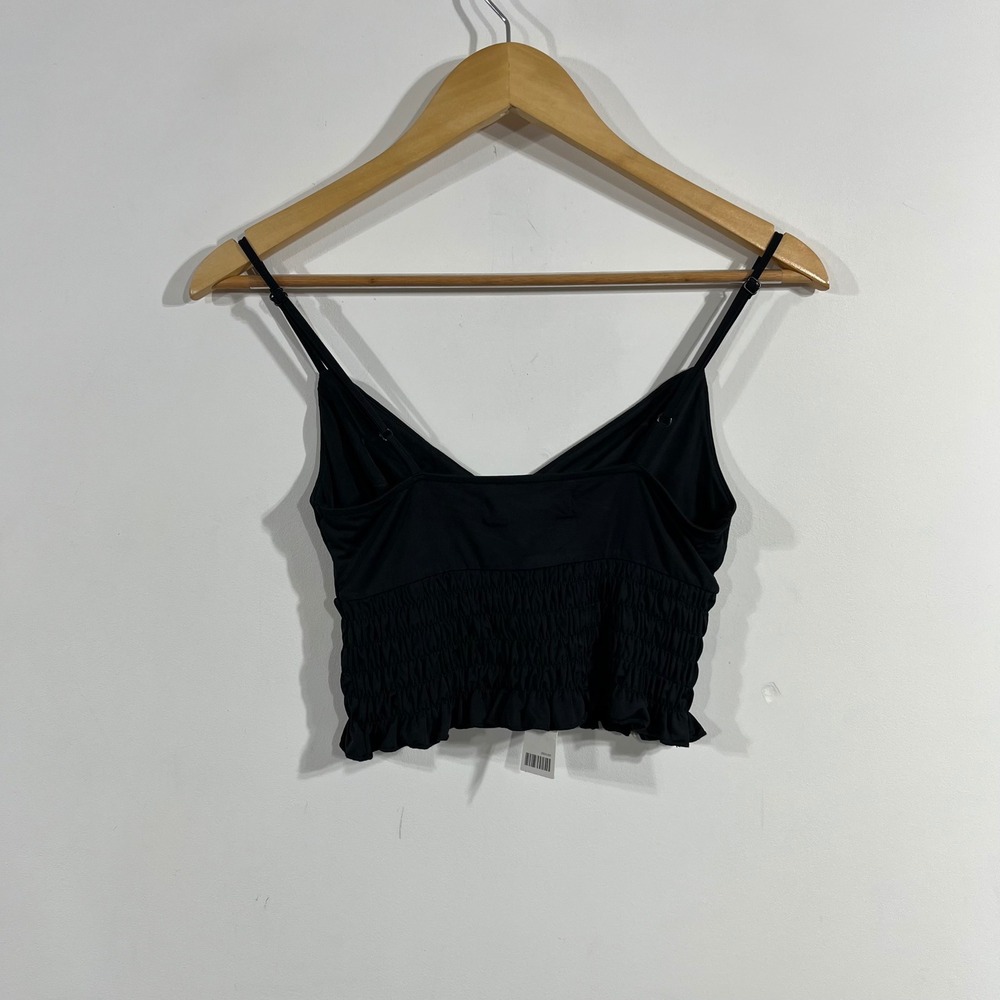 UO Y2K Fairy Grunge Smocked Crop Cami Top Black Medium Whimsigoth Concert - Picture 3 of 9